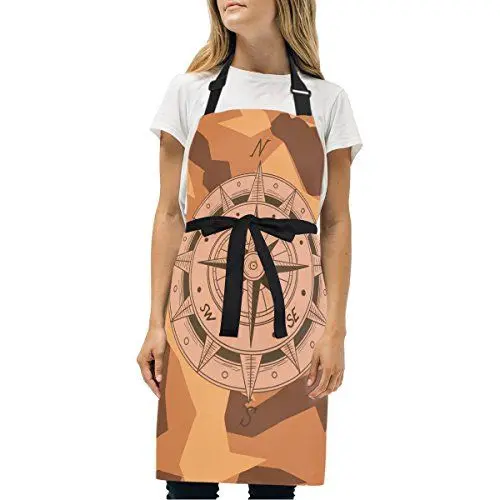 Produktbild: BEUSS Brauner Kompass Schürze für Das Kochen Küchenschürze Latzschürze Kochschürze mit 2 Taschen Verstellbarer Umhängeband für Backmänner Kellner Männer Frauen Koch