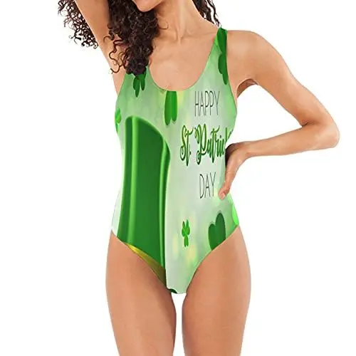 Produktbild: BEUSS Grüne Chirstmas Frohe Ferien Badeanzug Damen Badeanzüge Einteilier Bademode Sportlich Schwimmanzug Monokini für Mädchen
