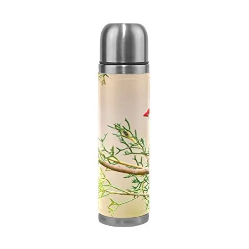 Produktbild: BEUSS Papageienbaum Vogel Wasserflasche Wasserkanne Edelstahl Isolierte Isolierflasche Auslaufsicher Leder Verpackung(500 ml)