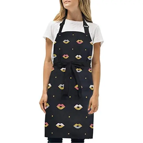 Produktbild: BEUSS Schwarze Kunst Lippen Schürze für Das Kochen Küchenschürze Latzschürze Kochschürze mit 2 Taschen Verstellbarer Umhängeband für Backmänner Kellner Männer Frauen Koch