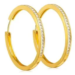 Produktbild: Beutirer Gold Ohrringe Damen mit 5A Zirkonia Kristall, 18K Vergoldete Creolen Ohrringe für Frauen, 35mm Golden Handmade Ohrringe, Geburtstag Muttertag Valentinstag Schmuck Geschenke für Damen