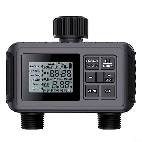 Produktbild: Bewässerungscomputer mit 2 ausgänge, Digitale Bewässerungsuhr für automatische Bewässerung, Sprinkler-Timer, 2-Wege programmierbarer digitaler Bewässerungs-Timer für Garten