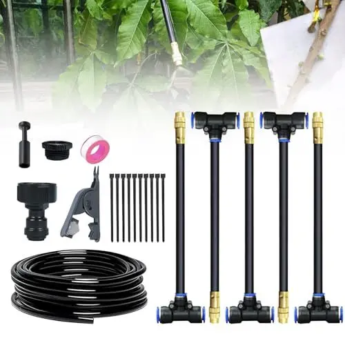 Produktbild: Bewässerungssystem Garten, 360° Curved Garden Automatic Irrigation System, Hochbeet Bewässerung Tropfbewässerung für Landschaft, Flower Bed und Terrasse Pflanzen(5m)