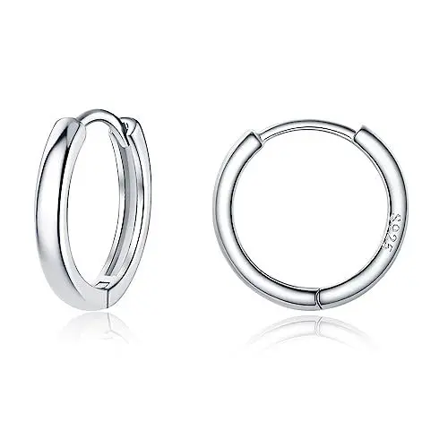 Produktbild: Bewenda Creolen Silber 925 Klein, 925 Sterling Silber Ohrringe Creolen, Unisex Ohrringe Kreolen für Damen Mädchen, Nickelfrei Hypoallergen Schlafen Knorpel Huggie Rund Ohrläppchen Ohrschmuck