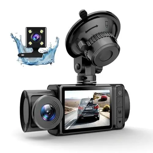 Produktbild: Bewinner 3-Kanal Dashcam, Vorne und Hinten, 1080P-Full-HD-, G-Sensor Parkmodus, Dreikanal Dashcam für Autos