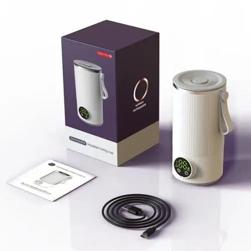 Produktbild: Bewinner 400 Ml Reisewasserkocher Klein – Tragbarer Miniwasserkocher Kabelloser 6000 MAh, Wiederaufladbar mit 4 Gängen, Edelstahl Wasserkocher mit Akku, Automatische Abschaltung für Milch