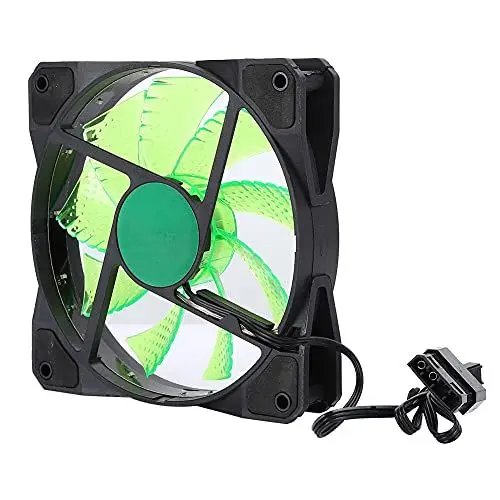 Produktbild: Bewinner Computer-CPU-Kühlerlüfter, 1200 U/min Kleiner 3PIN + Großer 4P-LED-Streamer Licht Bunter 12-cm-Gehäuselüfter mit Wasserdrucklagern Leiser Lüfter CPU-Kühler (15 Lichter grün)