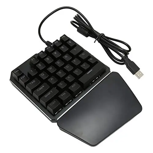 Produktbild: Bewinner Einhändige Tastatur, 35 Tasten Tragbare -RGB-Gaming-Tastatur, USB-Kabel-Half-Tastatur, Ergonomischer Game-Controller für PC-Spieler