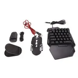 Produktbild: Bewinner Einhand-RGB-Gaming-Tastatur und Hintergrundbeleuchtete Maus-Kombination, USB-Kabel, 35-Tasten-Tastatur, 6-Tasten-Gaming-Maus-Konverter-Set mit Halterung für PC-Gamer