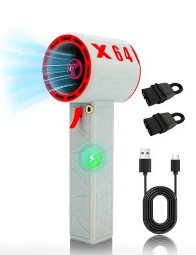 Produktbild: Bewinner Jet Fan Dry Gebläse, 1400 G Leistungsstarker Lüfter, 64 Mm Bürstenloser Motor, Stufenlose Geschwindigkeitsanpassung, Kabelloses Elektronisches Turbo Jet Gebläse (weiß und rot)