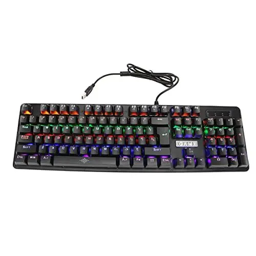 Produktbild: Bewinner K30 Kabelgebundene Mechanische USB Tastatur, 104 Tasten RGB LED Gaming Tastaturen mit Hintergrundbeleuchtung und Blauem Schalter, für Win Laptop PCs