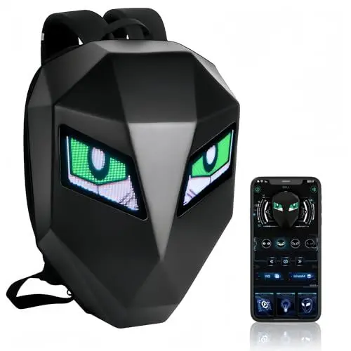 Produktbild: Bewinner LED Motorrad Rucksack Cooles Design – 3D Hartschalen Motorradrucksack mit Programmierbarem Vollfarbbildschirm, wasserdichte Reithelmtasche für den Außenbereich