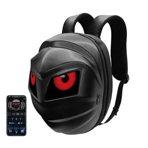 Produktbild: Bewinner LED Motorrad Rucksack Cooles Design – 3D Motorrad Rucksack mit Programmierbarem Vollfarbbildschirm, Wasserdichte Reithelm-Tasche für Reisen, Wandern, Reiten