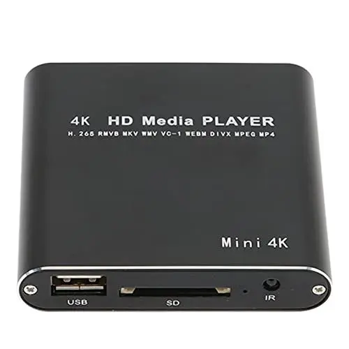 Produktbild: Bewinner Tragbarer 4K Media Player, 1080P HD AV USB HDMI Media Player mit Fernbedienung, Digitaler RMVB MKV RM MP4 Player, Unterstützt Bis zu 5000 G Externe Festplatte für