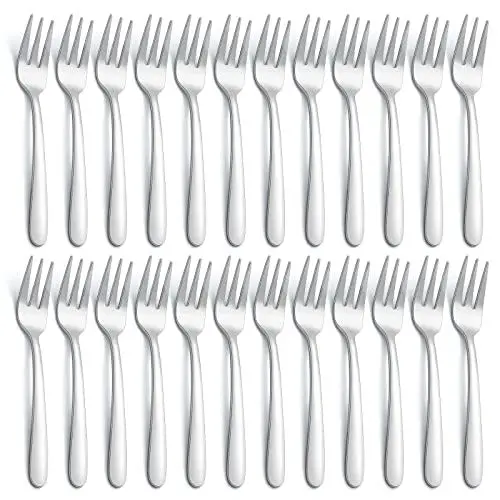 Produktbild: BEWOS Kuchengabeln/Dessertgabeln 24 Stück Set, 5,31 Zoll (13,5cm) Kuchengabel, Edelstahl Gabeln, Spülmaschinenfest, Spiegelpoliert Gabeln, Geeignet für Haushalte, Restaurants, Kantinen usw