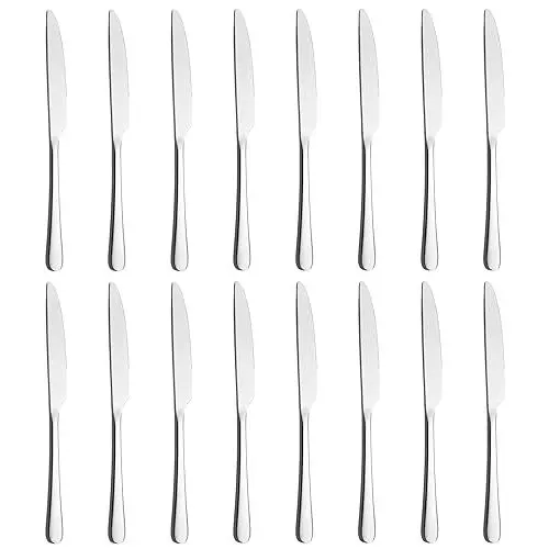 Produktbild: BEWOS Messer 16 Stück (23.8Cm/9.37 Inch), Edelstahlmesser, Tafelmesser mit Scharfem Wellenschliff, Spülmaschinenfest, Brotmesser für Haushalt, Restaurant, Party, Silber