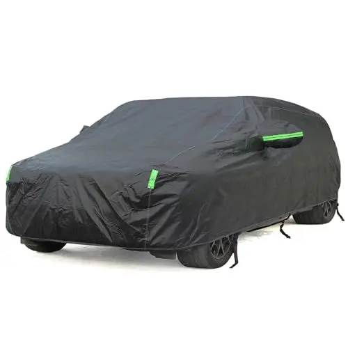 Produktbild: BEXITA Auto Abdeckplan wasserdichte Autoabdeckung mit Baumwollfutter Autoplane für Regen Sonne Staub Schutz Autoabdeckung Schwarz Vollgarage Wagon·· Größe XL: Max510cm