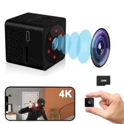 Produktbild: Bextgoo Mini Kamera, 2,4G-WLAN oder Keine WLAN-Optionen, 4K FHD Kamera Überwachung Innen mit 32GB Speicherkarte, Mini Überwachungskamera Mit APP, Bewegungserkennung, Nachtsicht,150° Weitwinkelansicht
