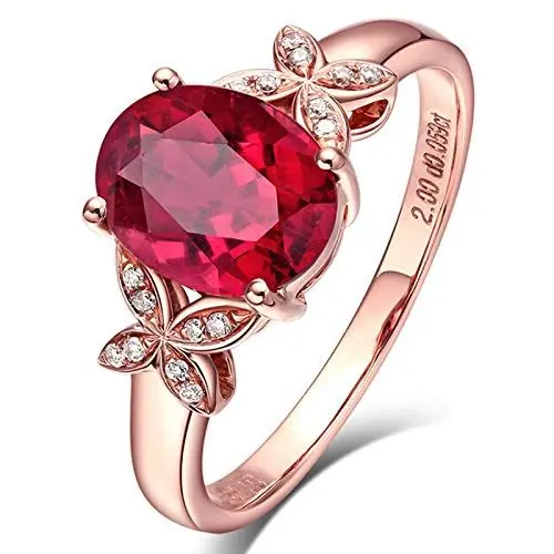 Produktbild: Beydodo Damen Ringe Rotgold 750, Eheringe Schmetterling mit Turmaline 2ct Hochzeit Ringe Rosegold Gr.65 (20.7)