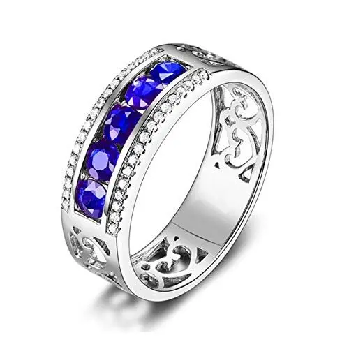 Produktbild: Beydodo Damenring 750 Weißgold Bandring Herz mit 0.8ct Saphir, Trauringe Ringe Weißgold Verlobung Gr.56 (17.8)