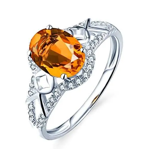 Produktbild: Beydodo Eheringe Weißgold 750 Knot mit Citrin 1.13ct, Hochzeit Ringe Frauen Verlobungsring Echt Schmuck Gr.65 (20.7)