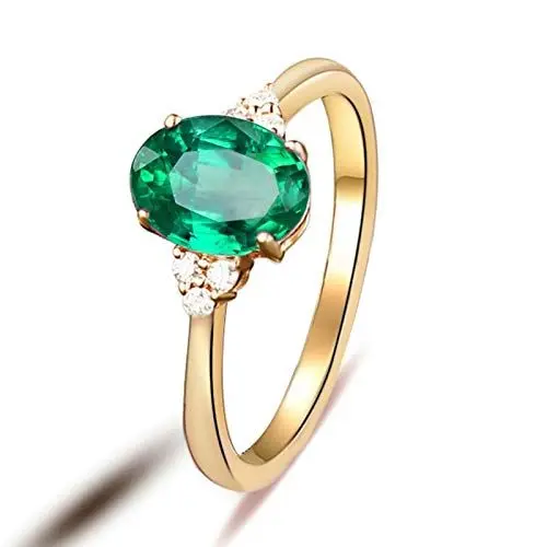 Produktbild: Beydodo Gold 750 Ringe für Frauen Oval Smaragd 1.25ct, Verlobungsringe Gold Trauring Echt Schmuck Größe 52 (16.6)