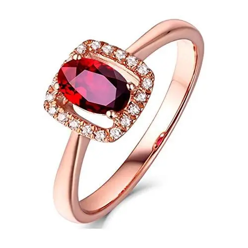 Produktbild: Beydodo Hochzeit Ringe Gold 18 K mit Diamant Halo Quadrat mit Rubin 0.61ct Verlobungsringe für Damen 49 (15.6)