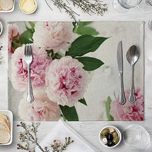 Produktbild: Beydodo Platzdeckchen 4er Set Stoff 40x30CM, Tischsets Abwaschbar und rutschfest Rosen