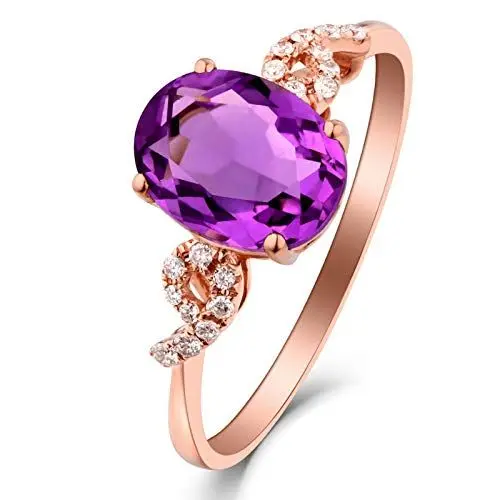 Produktbild: Beydodo Ring 750 Rotgold 1.53ct Oval Amethyst, Verlobungsring Hochzeit Ringe Rosegold Größe 54 (17.2)