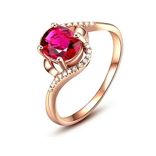 Produktbild: Beydodo Ring für Damen Rotgold 18 Karat, Verlobungsring Rosegold Oval Rot Turmaline 1.21ct Trauring Nickelfrei Gr.53 (16.9)