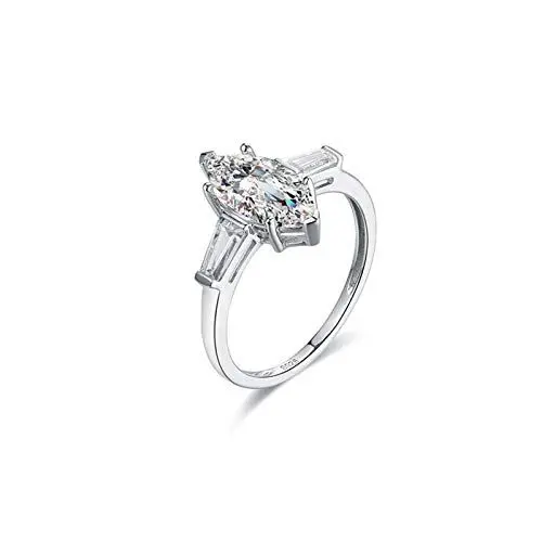 Produktbild: Beydodo Ring für Damen Weißgold 750, Hochzeitsringe VVS Marquise Moissanit Verlobungsring Größe 56 (17.8)