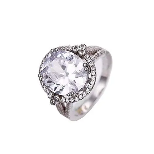 Produktbild: Beydodo Ringe für Frauen Vergoldet, Eheringe Halo Ring mit Oval Zirkonia Partnerring Damen Ring Silber Gr.52 (16.6)