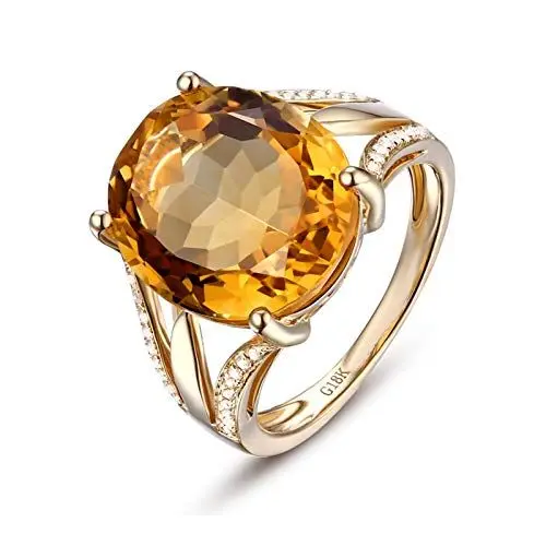 Produktbild: Beydodo Ringe in Gold 750 4-Steg-Krappenfassung 9ct Groß Citrin, Ehering Verlobung Ringe für Damen Größe 57 (18.1)