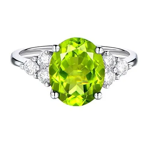 Produktbild: Beydodo Ringe in Weißgold 750, Ehering 2.25ct Oval Peridot Verlobung Ringe für Damen Gr.49 (15.6)