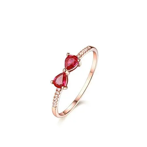 Produktbild: Beydodo Rosegold 750 Ringe für Damen Schmal Knot mit Rubin Hochzeit Ring Frauen Trauringe mit Diamant Gr.62 (19.7)