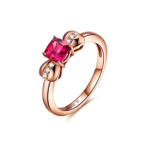 Produktbild: Beydodo Rosegold 750 Ringe für Frauen mit Diamant Knot mit Kissen Turmaline Verlobungsringe Rosegold Trauring Große 54 (17.2)