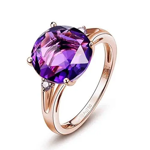 Produktbild: Beydodo Rotgold Ring 750 5ct Groß Amethyst, Trauring Verlobung Ringe Rosegold Gr.50 (15.9)