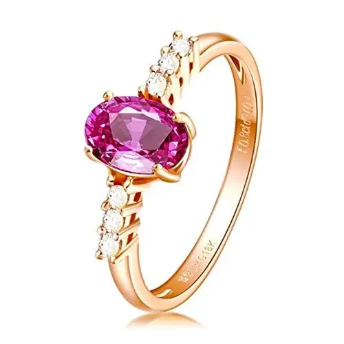 Produktbild: Beydodo Rotgold Ring 750 Solitär mit Rosa Saphir 1ct, Trauring Verlobung Ringe Rosegold Größe 54 (17.2)