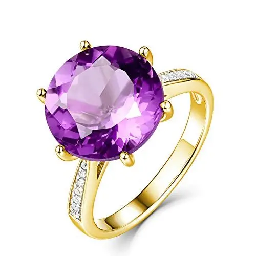 Produktbild: Beydodo Trauring Ringe 18 Karat, Gold Ehering Brillant Groß Amethyst 6.24ct Verlobung Ring für Damen Größe 49 (15.6)