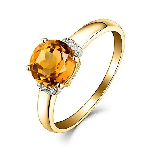 Produktbild: Beydodo Verlobungsring 750 Gold, Trauring Rund Citrin 1.21ct Brillant Trauring Gold Ring Gr.54 (17.2)