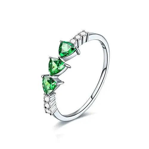Produktbild: Beydodo Weißgold Ringe für Damen 750 Triangle Tsavorite mit Diamond Trauringe und Ehering Weißgold Gr.45 (14.3)