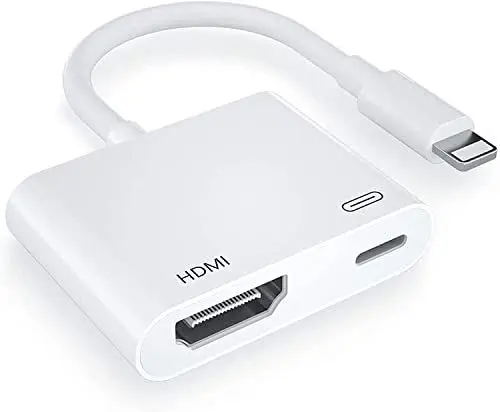 Produktbild: BEYEAH Lightning auf HDMI Adapter, Kein Strombedarf 1080P Bildschirmkonverter mit Lightning Ladeanschluss, iPhone auf HDMI Adapter kompatibel mit iOS Geräten für Projektor/Monitor/TV