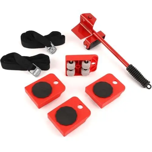 Produktbild: BEYGIH 7PCS Möbelroller Transportroller Set, 4 Pack Rollen für Möbel, Möbelheber and 3m Schwarz Spanngurte Mit Klemmschloss, Rollbretter Transport Geeignet Sein für Möbel, Kühlschränken, Schränken