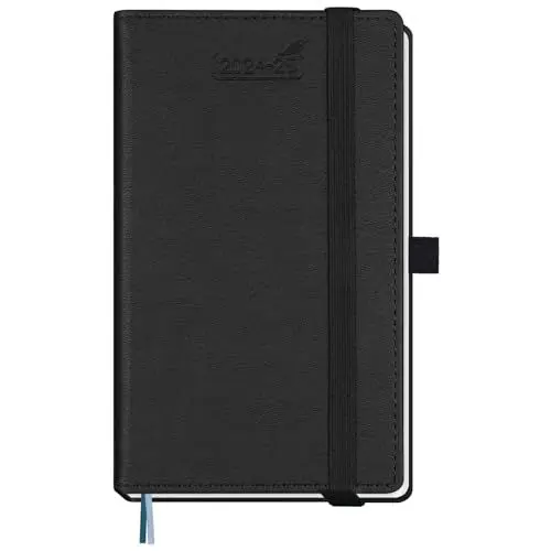 Produktbild: BEZEND 18-Monate Taschenkalender 2024 2025 Klein Terminplaner A6 PU-Leder Hardcover Kalender (Schwarz) Wochenplaner Juli 24-Dez 25 Buchkalender mit Stifthalter