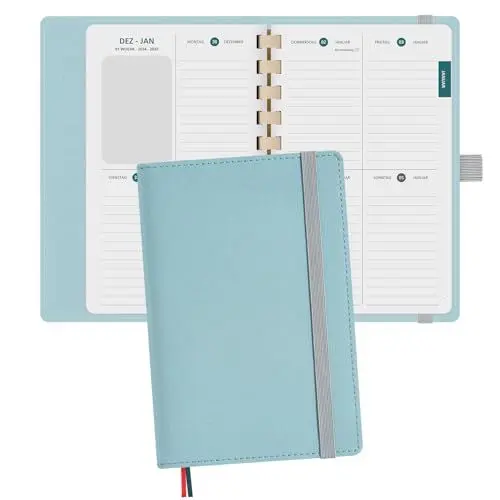 Produktbild: BEZEND Taschekalender 2025 Klein (auf Deutsch) ca.A6 16 x 10 cm, Kalender 2025 Klein Ringbuch mit Softcover & Abnehmbares Papier, Terminplaner 1 Woche 2 Seite mit Kartenschlitz, Aquamarin