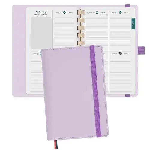 Produktbild: BEZEND Taschenkalender 2025 Klein (auf Deutsch) ca.A6 16 x 10 cm, Kalender 2025 Klein Ringbuch mit Softcover & Abnehmbares Papier, Terminplaner 1 Woche 2 Seite mit Kartenschlitz, Lila