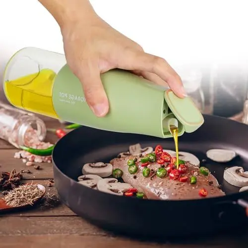 Produktbild: BEZORR Ölflasche, 500 ml Olivenöl Flasche, Automatisches Öffnen und Schließen Glasölflasche, Essig und ölspender Ölspender Glasflasche für Sojasauce Olivenöl Essig(Grün)