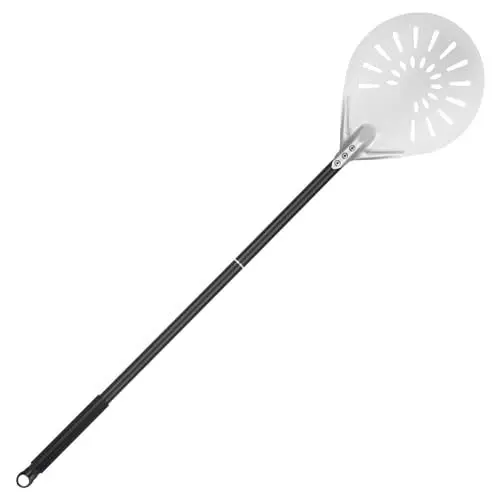 Produktbild: BEZORR Perforierter Pizzaschieber,7 Zoll Harteloxierte-pizzaschaufel, Pizzaheber mit 57cm abnehmbarem Metallgriff für hausgemachte Pizza,Brot,Kuchen