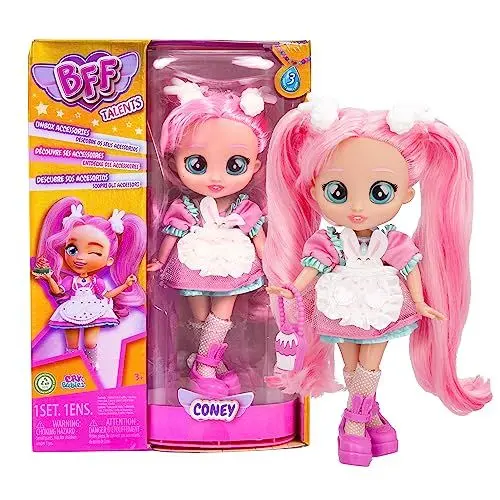 Produktbild: BFF by Cry Babies Coney - Modepuppe zum Sammeln, mit Langen Haaren, Stoffkleidung und 9 Zubehörteilen - Geschenk Spielzeug für Mädchen und Jungen +3 Jahre