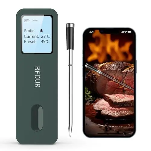 Produktbild: BFOUR BF-30 Grillthermometer Bluetooth,Fleischthermometer Kabellose mit App-Steuerung,Großem Display,Bratenthermometer Meat Thermometer für Backofen Grill BBQ Smoker
